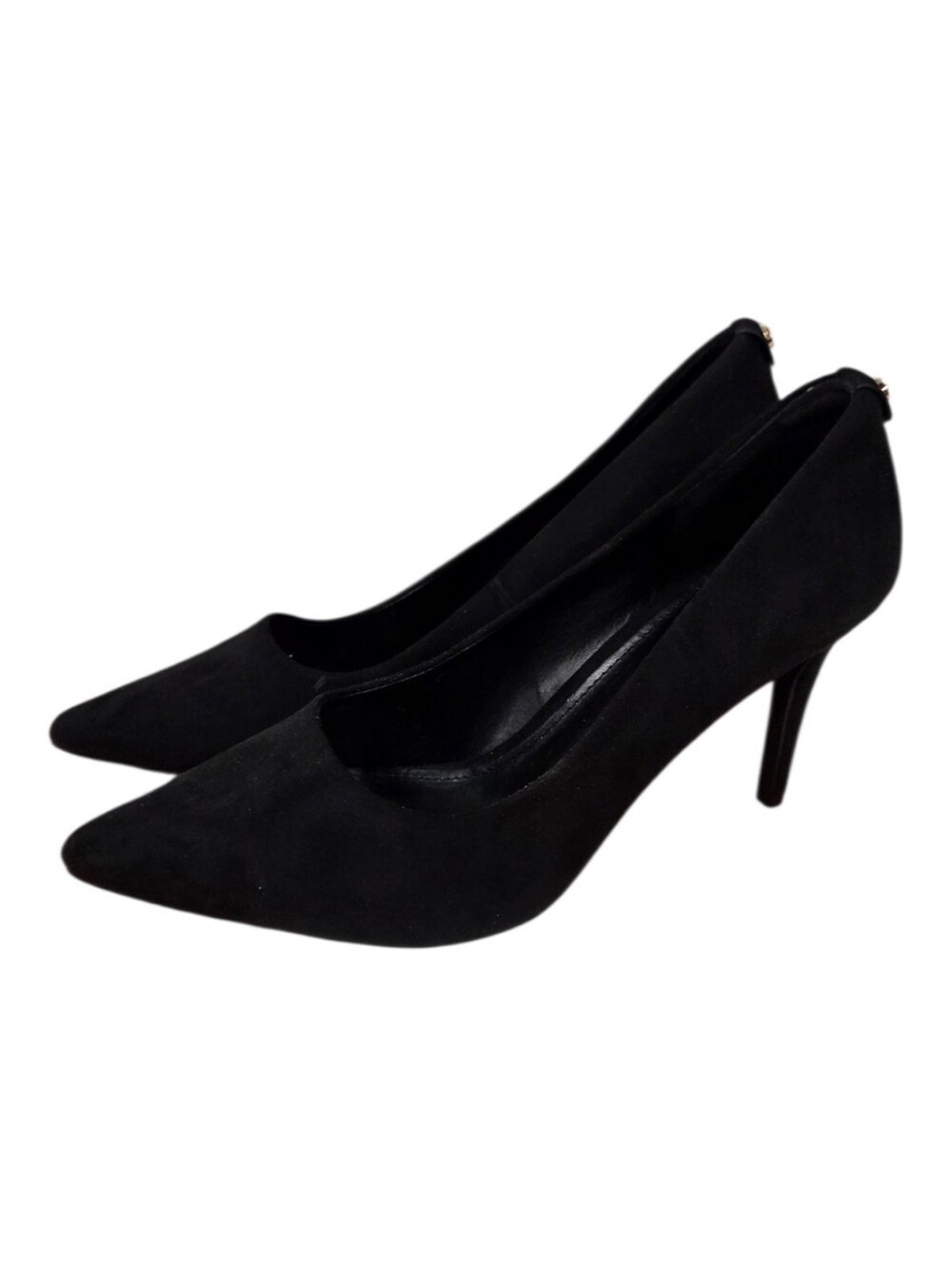 Licigo Black Pointed Cloth Suede Toe 3" Stiletto Pumps